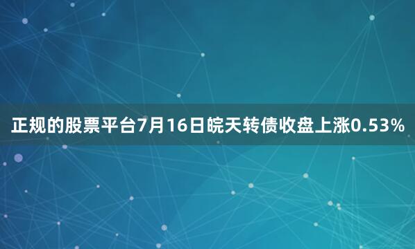 正规的股票平台7月16日皖天转债收盘上涨0.53%